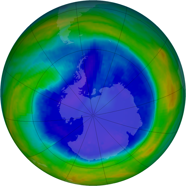 Antarctic ozone map for 04 September 2001